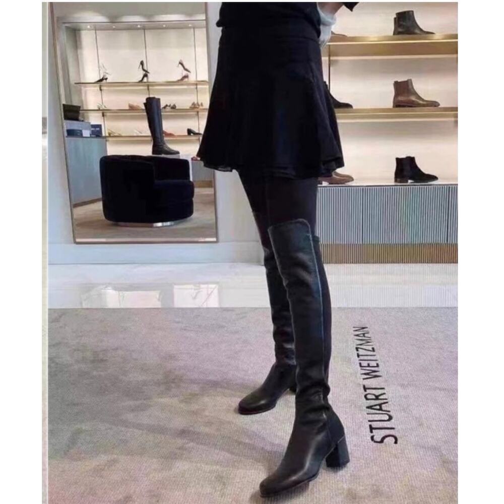 Stuart Weitzman City Block Boot Nappa Leather Over The Knee Boot In Black Size 7 - Picture 9 of 14